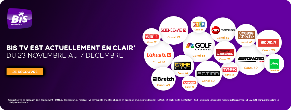 Mise en clair BIS TV jusqu'au 7 décembre